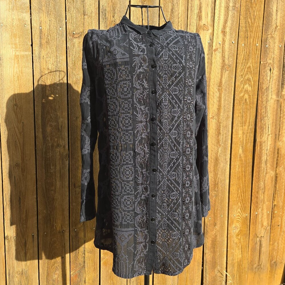NWT Johnny Was Black Eyelet Boho Tunic